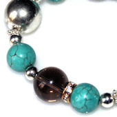 jpB003 (Smoky Quartz, Turquoise and Sterling Silver Bracelet)