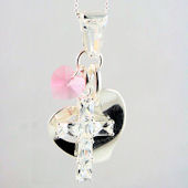 jpN002 (Sterling Silver Cross and Heart Charm Necklace)