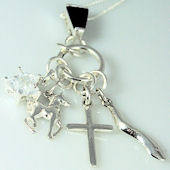 jpN003 (Sterling Silver Multiple Charm Necklace)