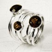 br8SR114B (Sterling Silver & Smoky Quartz Stackable Rings)