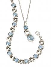 seP2828T_B3188T (Sterling Silver & Blue Topaz Pendant and Bracelet Set)