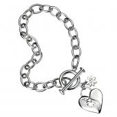 seB3462 (Flower & Heart Charm Bracelet)