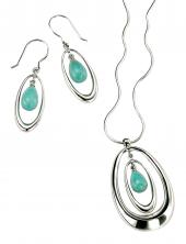 seP2740T_E3264T (Sterling Silver and Turquoise Pendant and Earring Set)