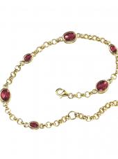 geGB381R (Gold and Garnet Chain Bracelet )