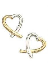 geGE285 (Gold and White Gold Heart Earrings)