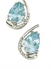 geGE562T (White Gold, Diamond and Blue Topaz Earrings)