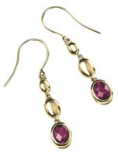 geGE579R (Gold and Garnet Triple drop Earrings)