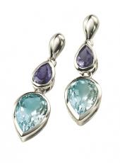 geGE587 (White Gold, Blue Topaz and Iolite Earrings)