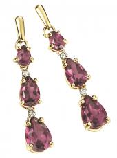 geGE652R (Gold, Diamond and Rhodolite Garnet Earrings)
