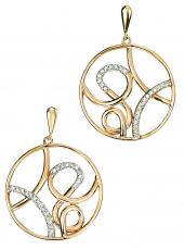 geGE737 (Gold and Diamond Round Swirl Earrings)