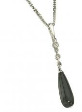 geGP455B (White Gold, Black Agate and Diamond Pendant)