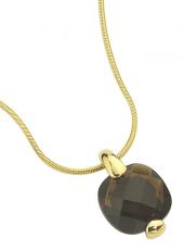 geGP459_GN134 (Gold and Smoky Quartz Pendant and Chain)