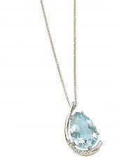 geGP536T (White Gold, Diamond and Blue Topaz Pendant)