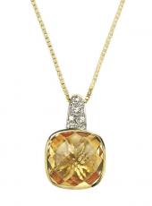 geGP544R (Gold, Diamond and Citrine Pendant and Chain)
