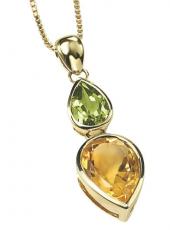 geGP558 (Gold, Citrine and Peridot Pendant and Chain)