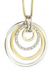 geGP614_GN146 (Gold, White Gold and Diamond Hoops Pendant)