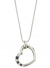 geGP627 (Diamond and Sapphire White Gold Heart Pendant)