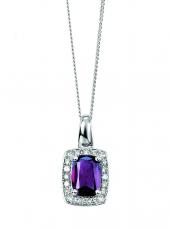 geGP634R_GN057 (White Gold, Diamond and Rhodolite Garnet Pendant)