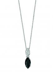geGP673B (White Gold, Black Agate and Diamond Pendant)