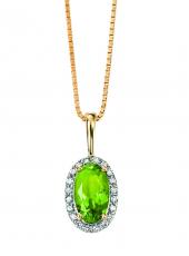geGP729G_GN141 (Gold, Diamond and Peridot Pendant and Chain)