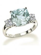 geGR239T (White Gold, Blue Topaz and Sapphire Ring)