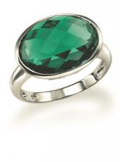geGR242G (White Gold and Green Quartz Oval Ring)