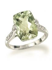 geGR244G (White Gold, Diamond and Green Amethyst Ring)