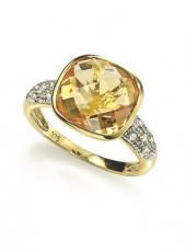 geGR246R (Gold, Diamond and Citrine Ring)