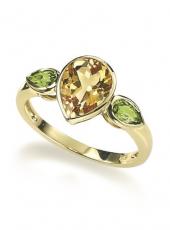 geGR249 (Gold, Citrine and Peridot Ring)