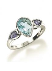 geGR251 (White Gold, Blue Topaz and Iolite Ring)