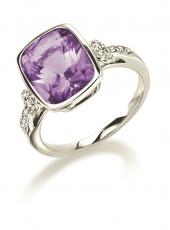 White Gold, Diamond and Amethyst Ring