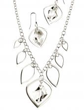 seN2930C (Sterling Silver Leaf and Crystal Necklace)