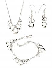 seN2932_B3467 (Sterling Silver Hoops Necklace and Bracelet Set)