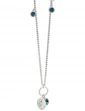 seN3066T (Long Worn Silver Finish Blue Crystal Charm Necklace)