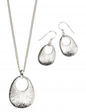 seP2987_E3524 (Textured Sterling Silver Pendant and Earring Set)