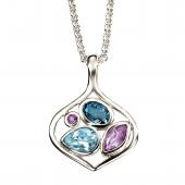 seP3025T (Sterling Silver, Blue Topaz and Amethyst Pendant)