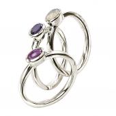 seR2639M (Sterling Silver, Amethyst, Blue Topaz & Moonstone Stackable Rings)