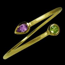 vzA315b (18K Gold Vermeil Bangle with Amethyst and Peridot)