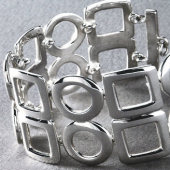 GB4B99 (Sterling Silver Squares & Circles Bracelet)