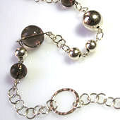 jpN004 (Smoky Quartz and Sterling Silver Necklace)