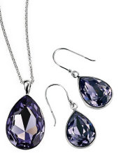 seP2818M_E3347M (Sterling Silver and Indigo Swarovski Crystal Necklace and Earring Set)