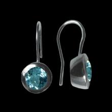 vzA111ed (Sterling Silver Round Topaz Earrings )