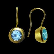 vzA171ed (Gold Round Drop Earrings with Semi Precious Topaz Stone)