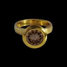 vzA188R (Gold Round Ring with Semi Precious smokey quartz)