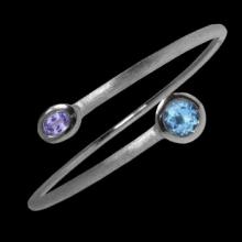 vzA325B (Sterling Silver Bangle with Semi Precious Stones)