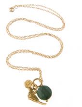 mbNPBirdJasperB (Long Paradise Bird and Green Jasper Pendant)