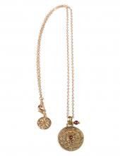 mbPLotusGarnet (Lotus pendant with Garnet, Coated Brass)