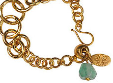 mbB258B_Green (Brass Ring Bracelet with Sea Green Recycled Glass)