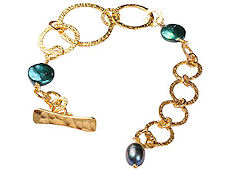 mbB41GP_Green (Emerald Green Pearl Gold Plated Bracelet)