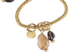 mbB442B_SmokeyCitrin (Smokey Quartz and Citrin Snake Chain Bracelet)